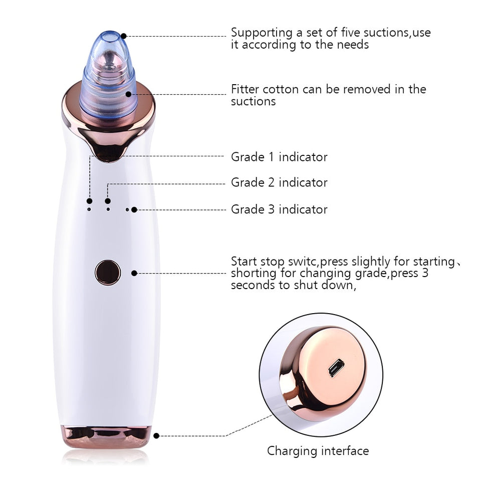 Blackhead Removedor de Acne - Peeling Limpeza Facial por Sucção Beauty Machine